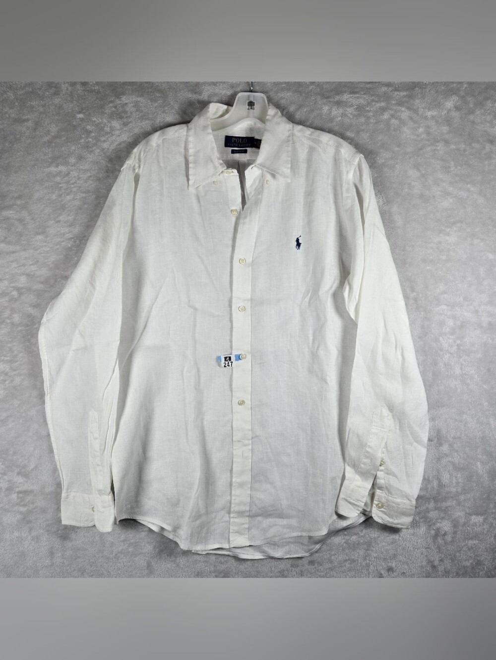 Polo Ralph Lauren Men’s White Button Down Classic Size M 100% Linen Casual LS
